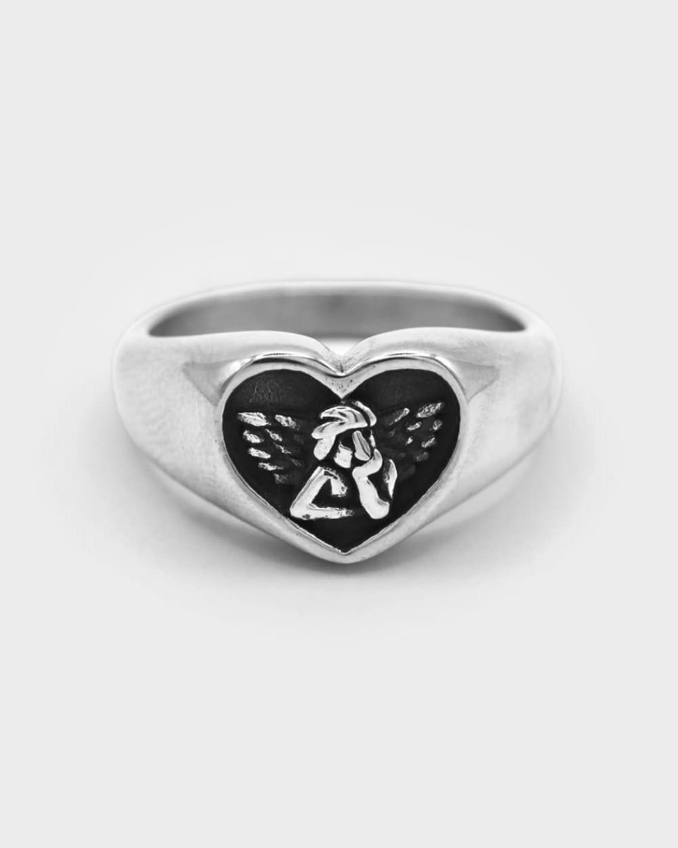 Cherub Heart Ring – Stainless Steel Angel Lovers Ring | DOMNO.