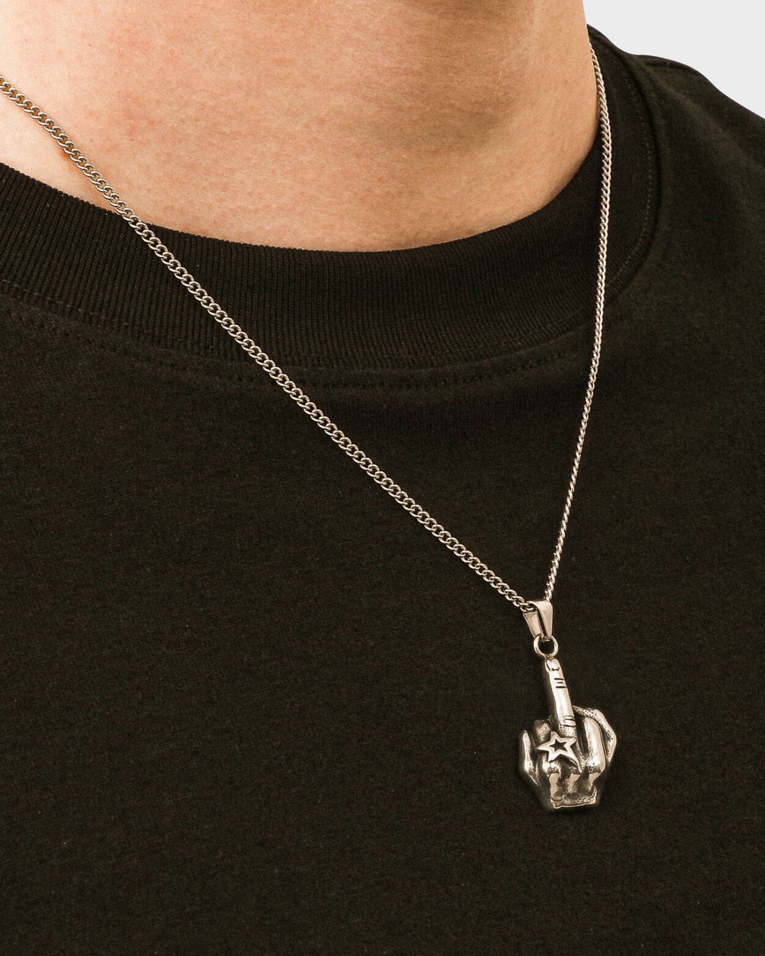 か*つ様 UNDERCOVER Fuck Finger necklace Middle Finger Pendant – Stainless Steel Statement Necklace | DOMNO.