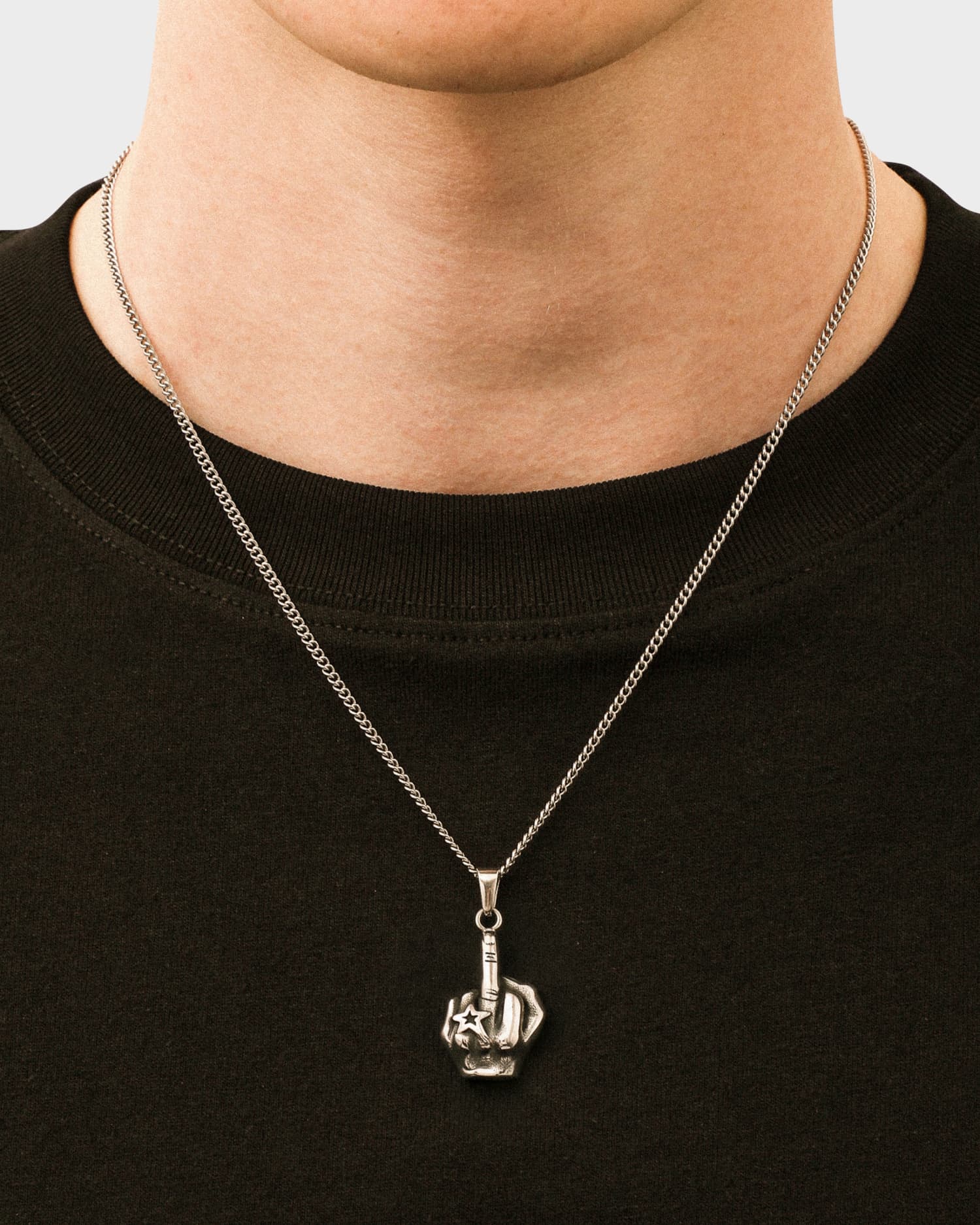 Middle Finger Pendant – Stainless Steel Statement Necklace | DOMNO.